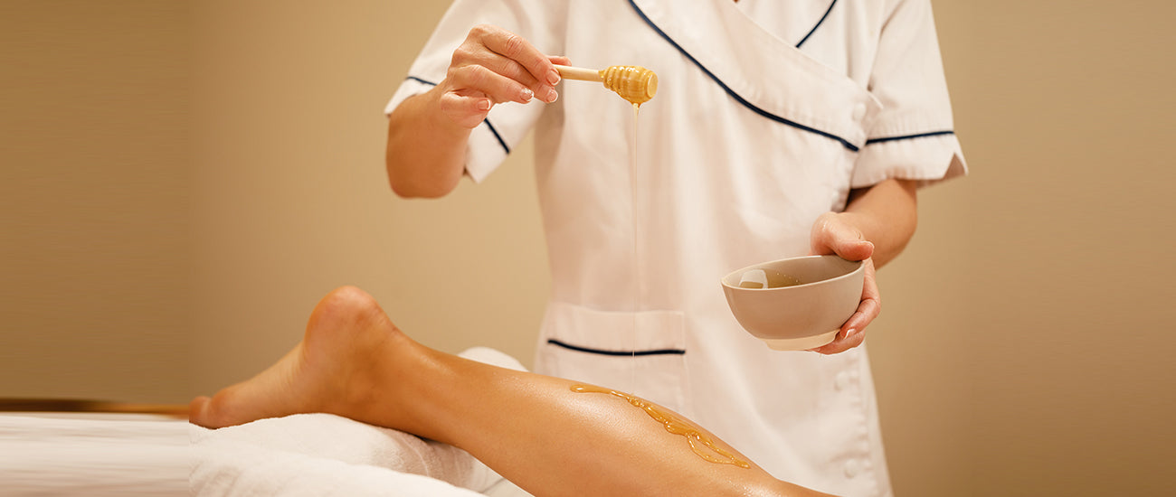 key ingredients in de tan honey wax: honey glycerin and niacinamide