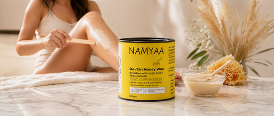 de-tan honey wax being applied to arms for tan removal and smooth skin at home