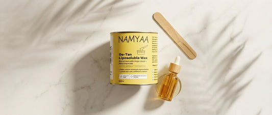  liposoluble wax vs regular wax for dry skin — de-tan liposoluble wax with plant oil and spatula