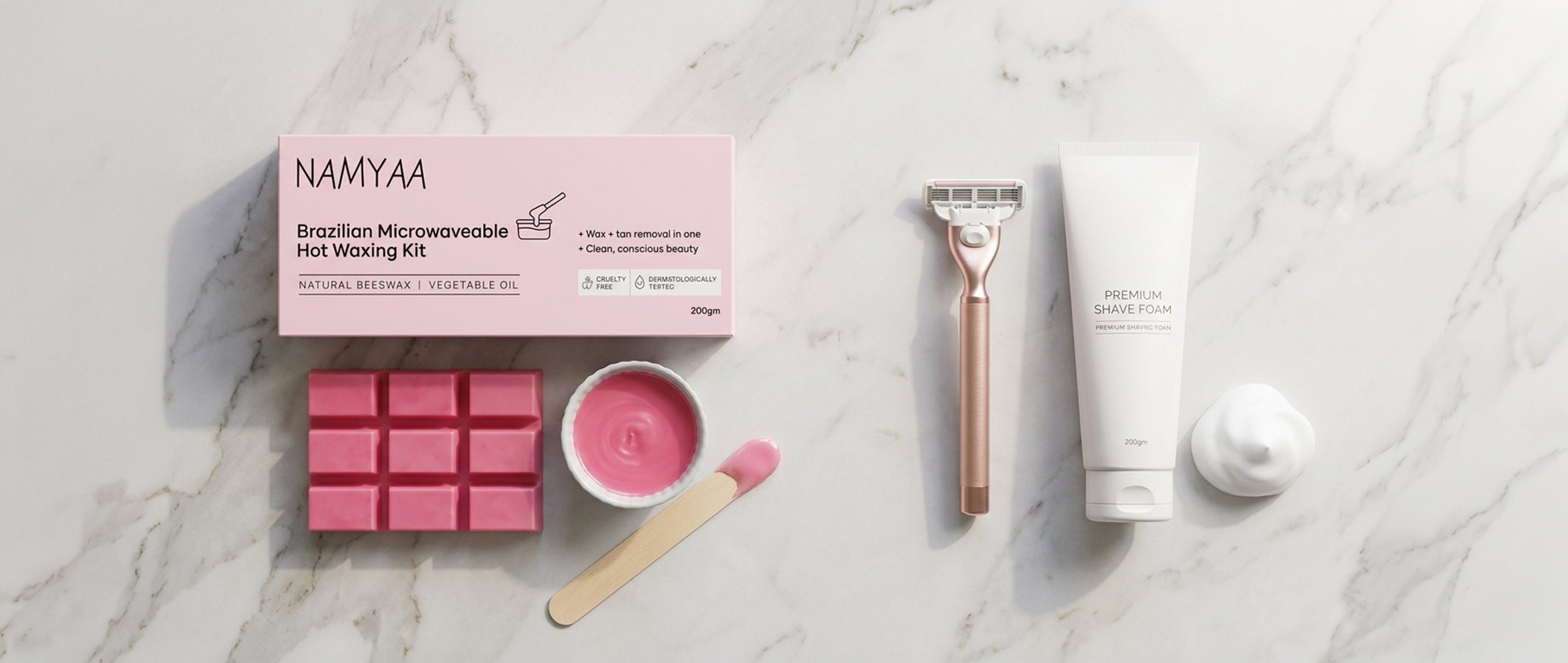 brazilian wax vs shaving bikini line — microwaveable stripless wax kit and razor comparison