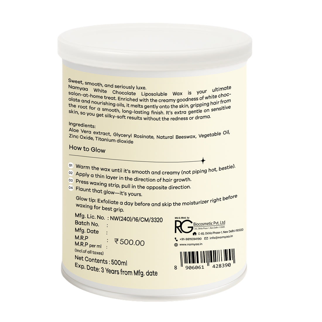 Namyaa White Chocolate Liposoluble Wax (500ml)